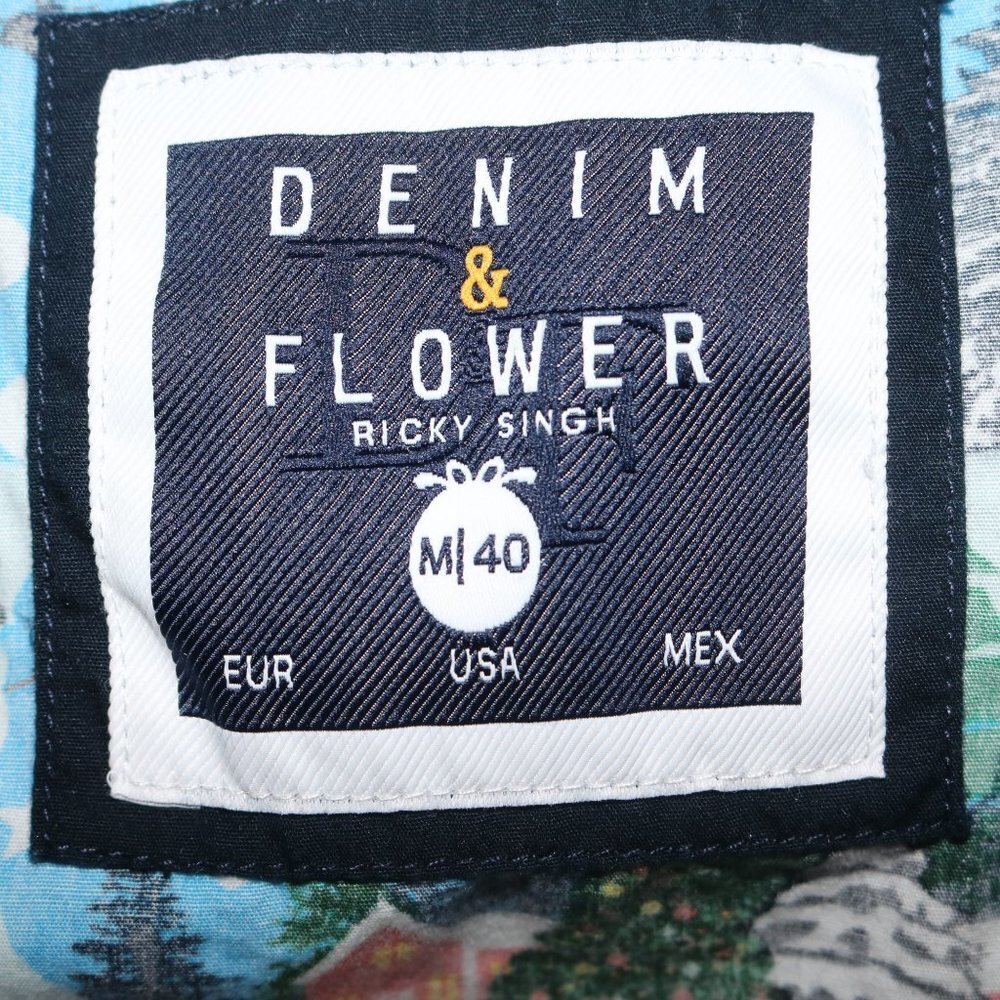 Denim & Flower Ricky Singh mens Christmas Village print zip-up hoodie M 40 - Picture 9 of 9